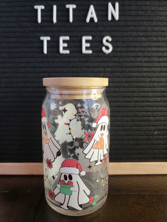 christmas ghosties 16 oz glass can